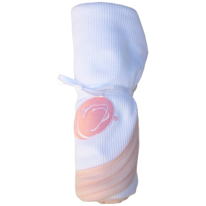 rolled white and pink thermal blanket with pink Penn State Athletic Logo